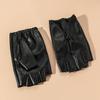PU Leather Half Finger Gloves Anti-Slip Dance Performance Gloves Women Leather Gloves  Performance