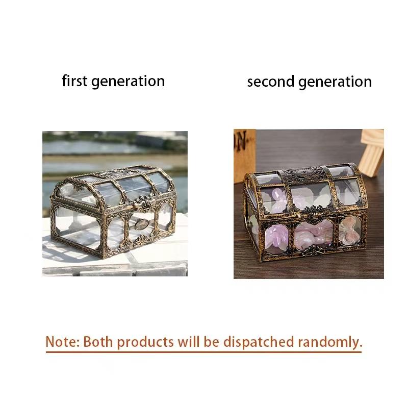 1PC Plastic Transparent Pirate Treasure Box Crystal Gem Jewelry Box Storage Organizer Chest Treasure for Jewelry Gem Trinket Box