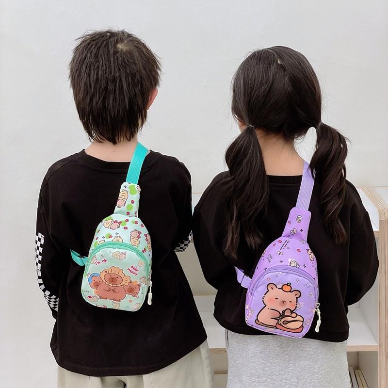 School Bag Kapibara Breast Bag for Boys and Girls Casual Versatile Accessories Change Bag Travel Shoulder Messenger Bag