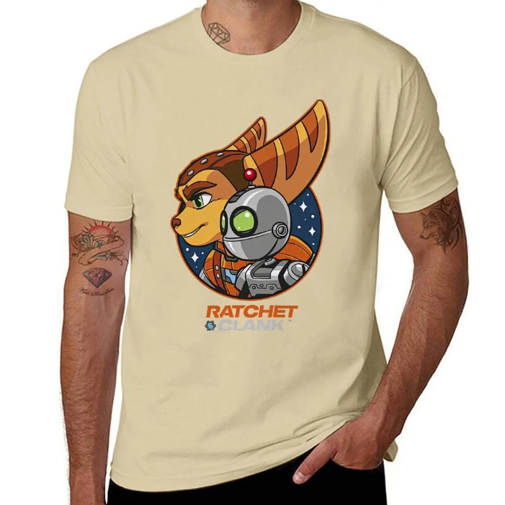 Koszulka z bohaterem Ratchet and Clank Rift Apart, figurki anime, ubrania hippie, ubrania plus size, koszulki męskie