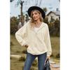 Solid Color Pocket Long Sleeve Loose Hooded Zip Up Cardigan Sweatshirt For Women
