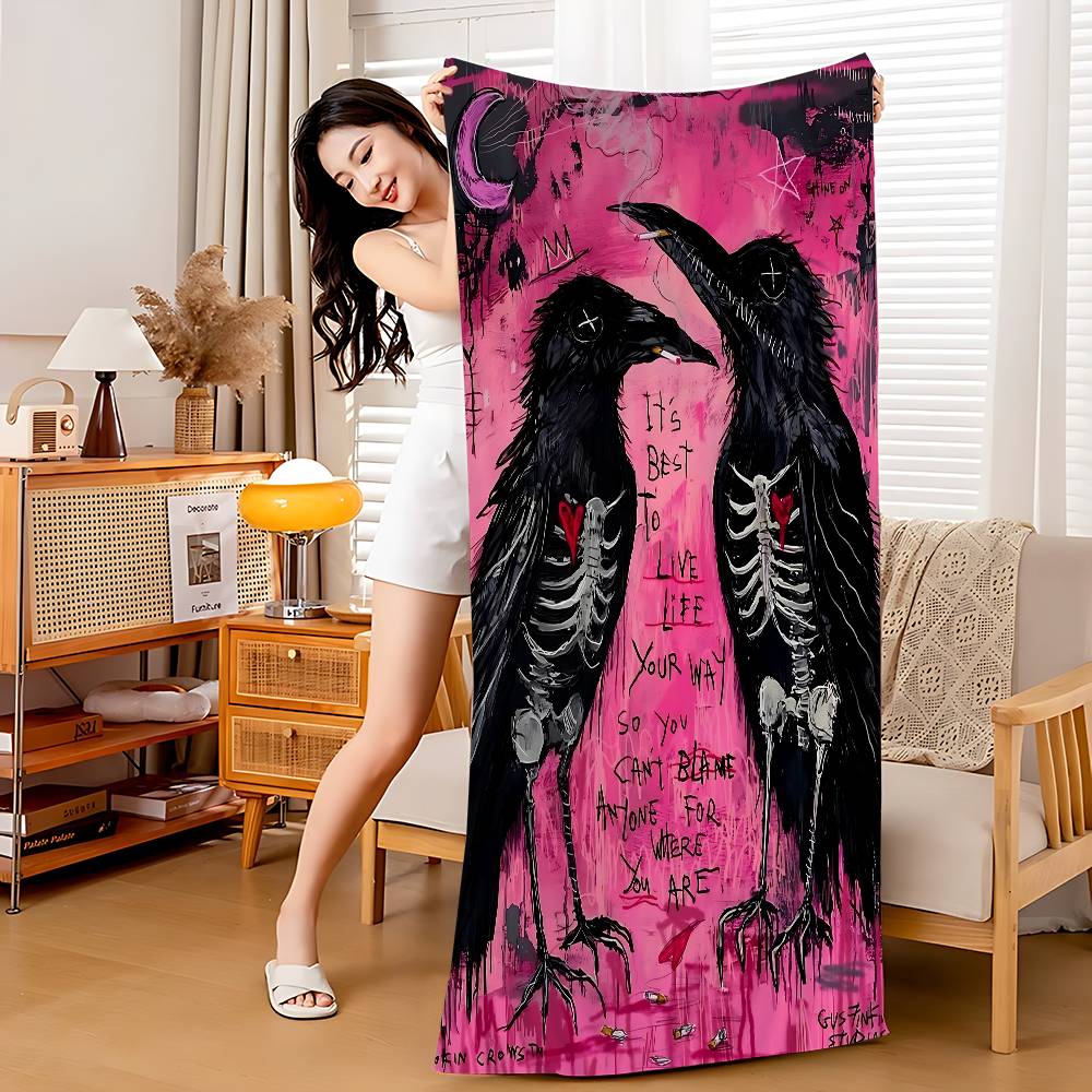 

The C-Crow Horror Movie Beach Towel Colorful Bath Towels For Girl Microfiber Quick Dry Sand Free Beach Yoga Spa Gym Pool W40*H60(CM)