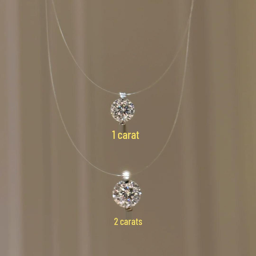 Elegant Mermaid s Tear Necklace: Light Luxury Clavicle Chain with Eight Hearts & Arrows, Imitation Moissanite Zirconia. Approx. 40+5cm