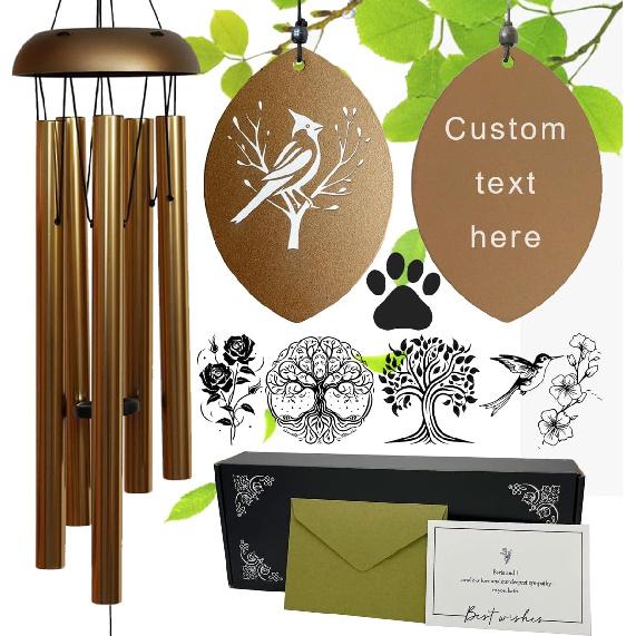 Personalized Tree of Life Wind Chimes - Deep Melody, Custom Engraving, Thoughtful Outdoor Gift
