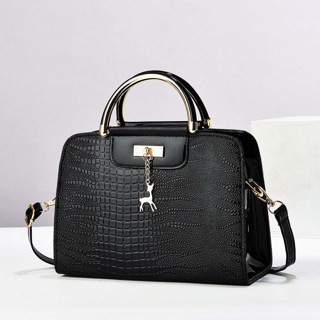 Bright leather stone pattern small square bag PU women's bag solid color handbag crossbody bag shoulder bag