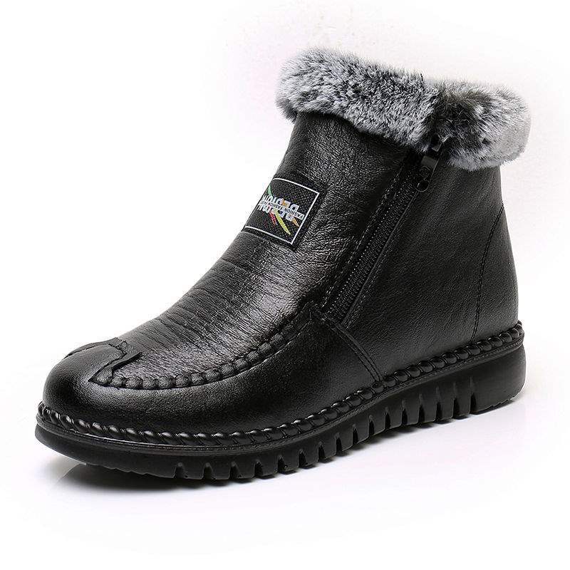 Mutter Baumwollschuhe alte Nordtuchschuhe Damen Winter Samt warm Mittelalterliche und ältere Oma Schuhe flache rutschfeste weich besohlte Schneestiefel