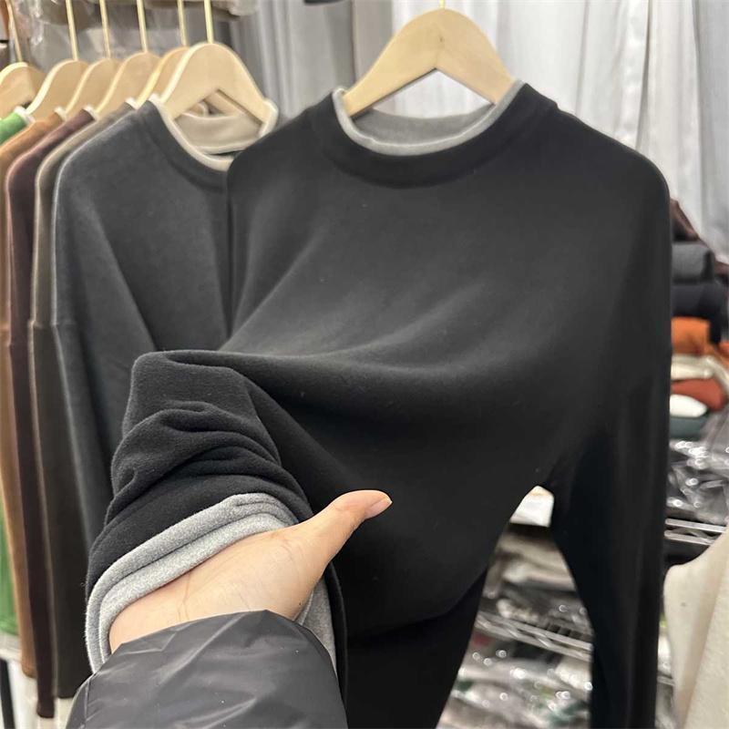 Tops for Women Long Sleeve Shirts Winter Oversize Fleece Thickened Casual Shirt Loose Blouse Pullover Tops