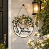 2D Flat Welcome Sign Flower Hanging Decoration Gifts Door Wreath  Wall Decor