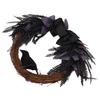 Halloween Wreath Bowknot Crow Garland Decoration Home Door Hallway Hanging Wreath