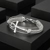 Rock Hip Hop Double Row Braided Chain Jewelry, Vintage Personality Splicing Titanium Steel Ancient Egyptian Cross Men'S Bracelet