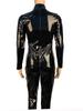 S-5XL Unisex Nasse Optik Lackleder Catsuit Funkelndes PU Synthetikleder Zwei-Wege-Reißverschluss Offener Schritt Stil Alles in Einem Dehnbares Stoffstrumpfhose Kostüm