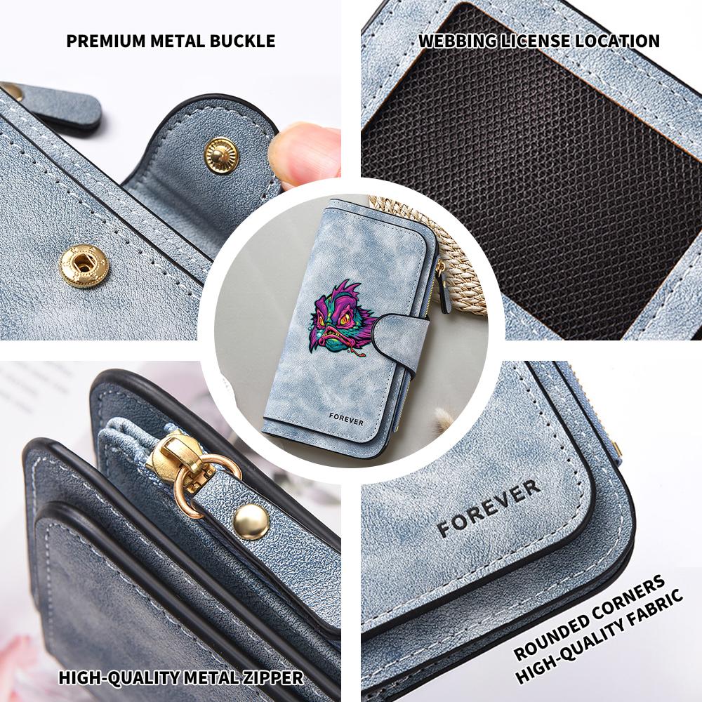 Stylish Anglerfish Pattern Long Wallet Casual Portable Multi Card Holder Purse