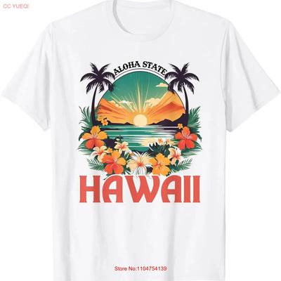 Hawaiian Aloha State Islands Vintage T Shirt Vintage Washed Casual Slightly Versatile Unisex Streetwear Graphic Comfortable