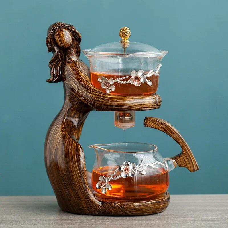 Heat-resistant Glass Teapot Holder Base Tea infusers Tea Ware Automatic Tea Set Tea Making  Kungfu Teapot Teacup