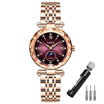 Rose Gold Watch with Brand Stainless Business Gift for Purple Women's Crystals, Stylish, Waterproof, Name, Steel, Watch, Luxury, Cute, Her,