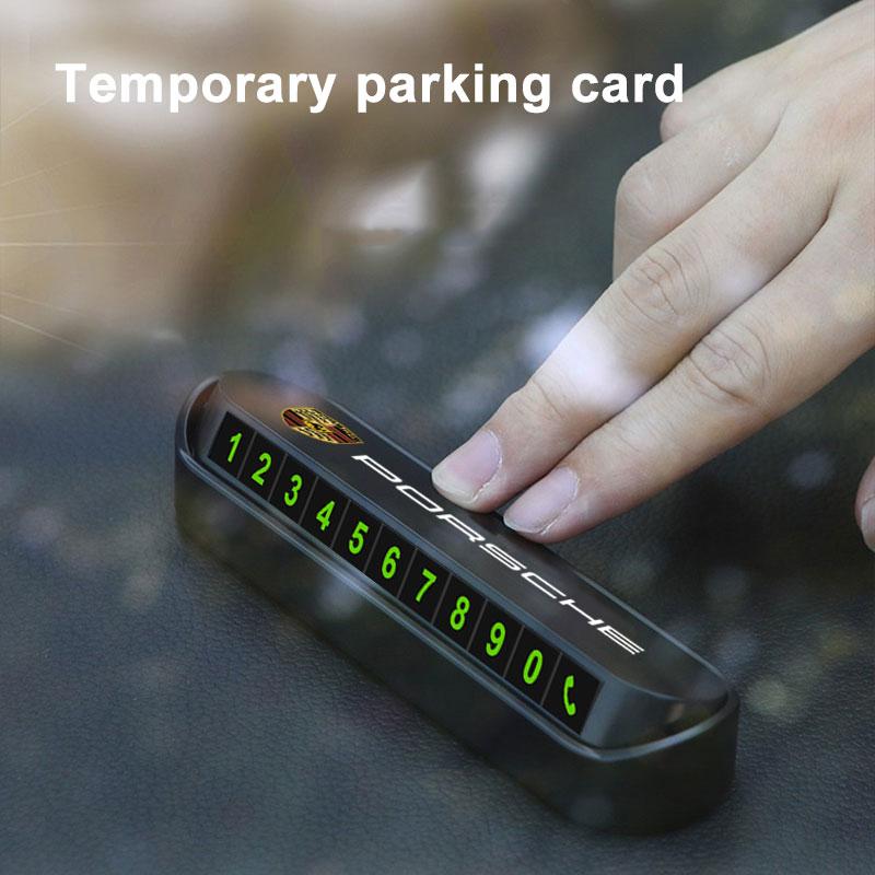 1 stk Bil Midlertidig Parkeringskort Telefonnummerkort Skilt Klistremerke For Porsche Boxster Cayenne Panamera Macan Cayman 911 918 996 917 991