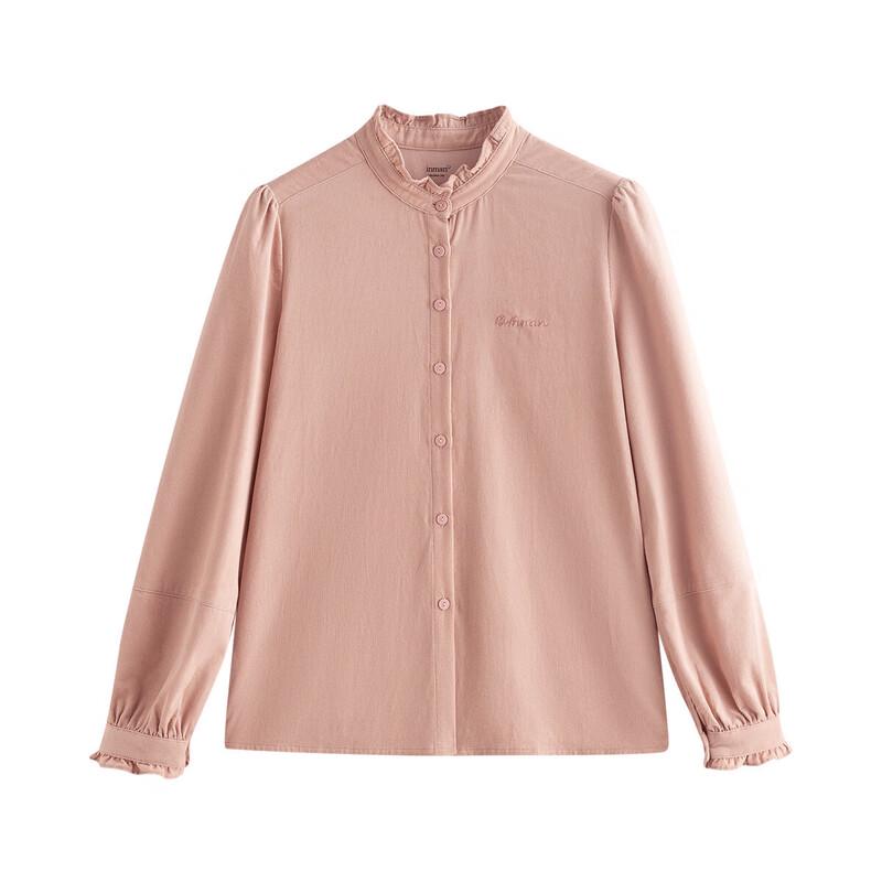 INMAN Women s French Ruffle Stand Collar Corduroy Shirt S