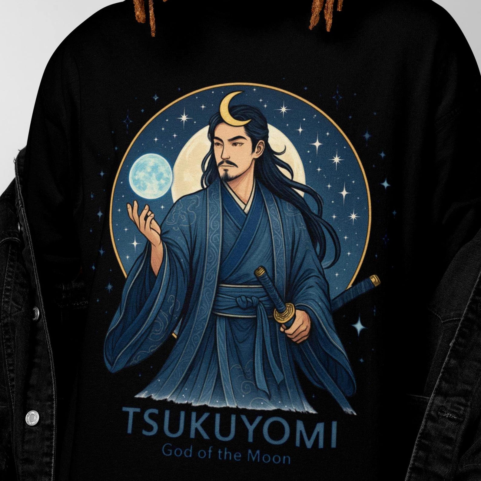 Tsukuyomi T-Shirt | God of the Moon Tee | Vintage Japanese Mythology Top 2XL