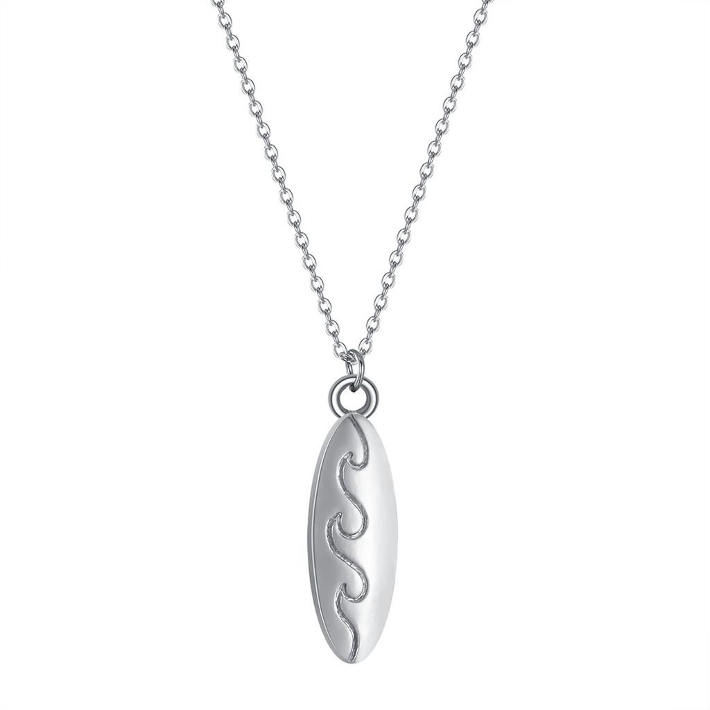 Kinitial Fashion Ocean Wave Surfboard Necklace For Women Man Lover's Sharp  Surfboard Shape Pendant Necklace Engagement Jewelry