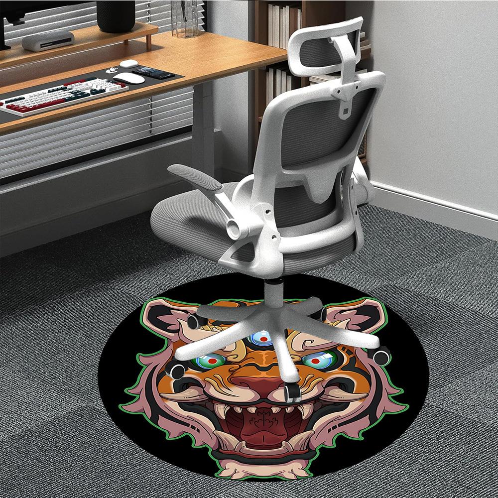 

1PC Tiger Head Office Round Rug, Non slip, Soft and Durable Office Rug for Interior Decoration, Perfect for Office 80cm