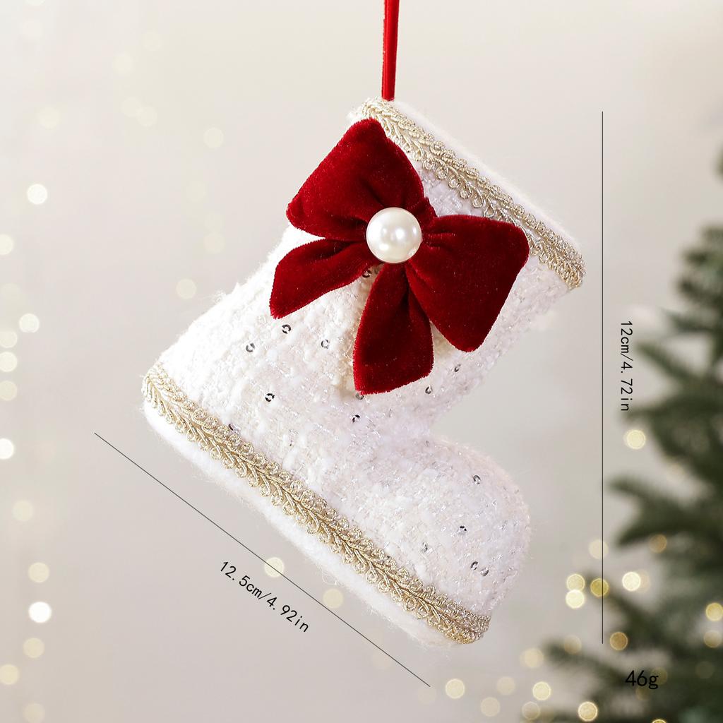 Bow Christmas Stocking Exquisite Holiday Hanging Stocking Fabric Christmas Stocking Premium For Family Holiday Gathering Holiday