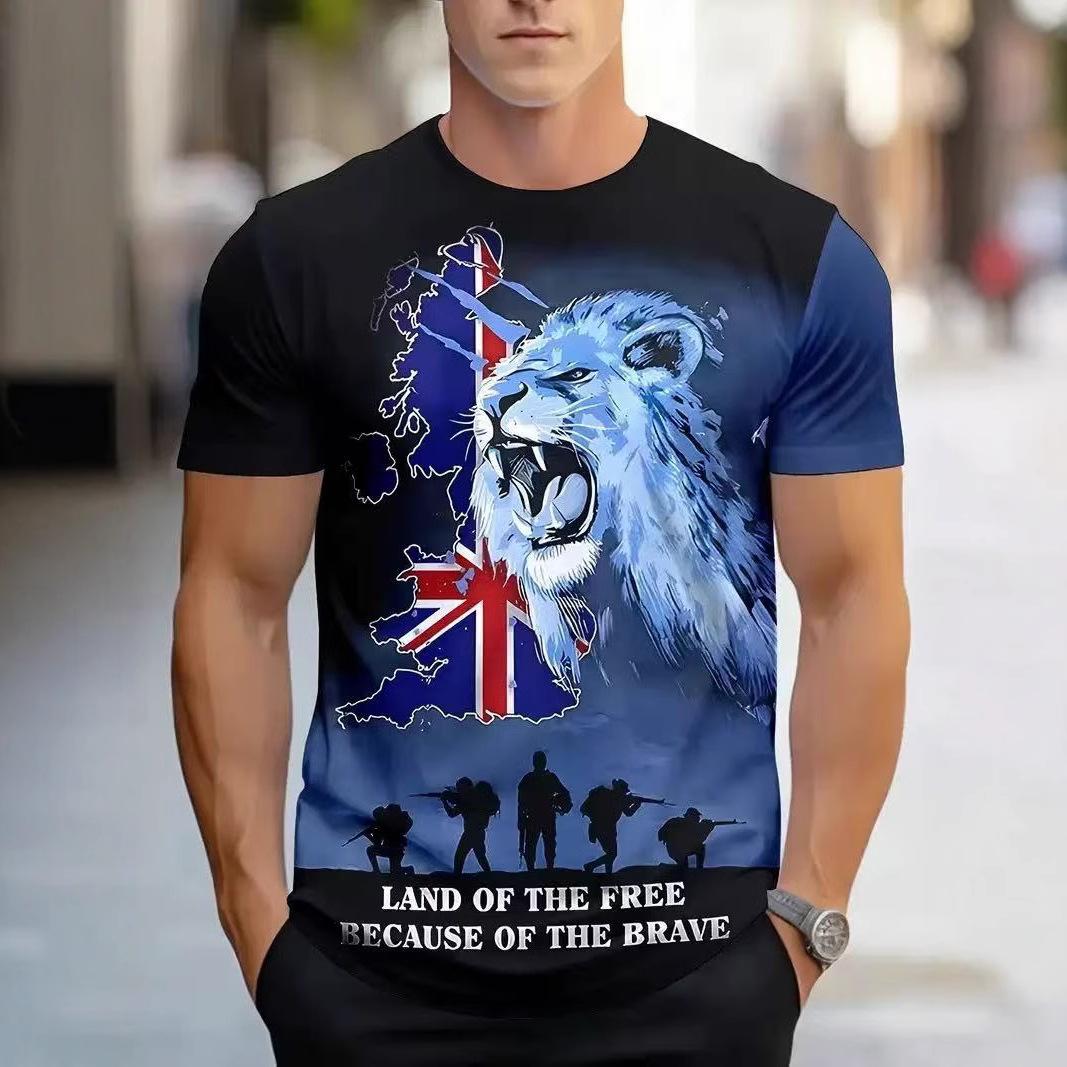 

Summer Round Neck 3D National Flag Print Top Fashionable Casual Short Sleeved Men s T-shirts XXXL