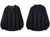 2025 Autumn/Winter Men's Trendy Heavyweight Round Neck Hoodie Pullover, Zippered Fake Two-Piece Long Sleeve Shirt