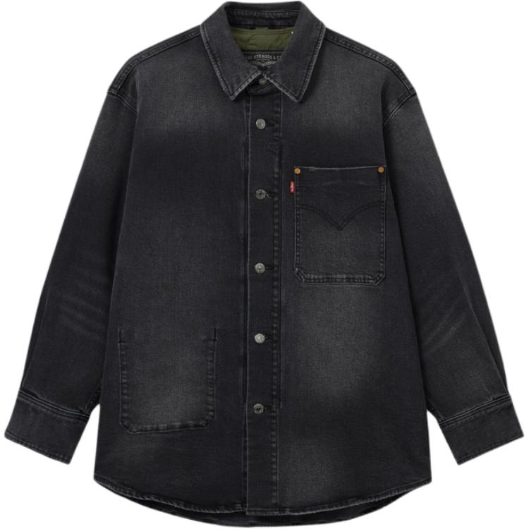 

Levis Рваная Удобная Повседневная Куртка из Денима с Лацканами Свободного Кроя Мужские Куртки Серая Черная 0017L-0001 S