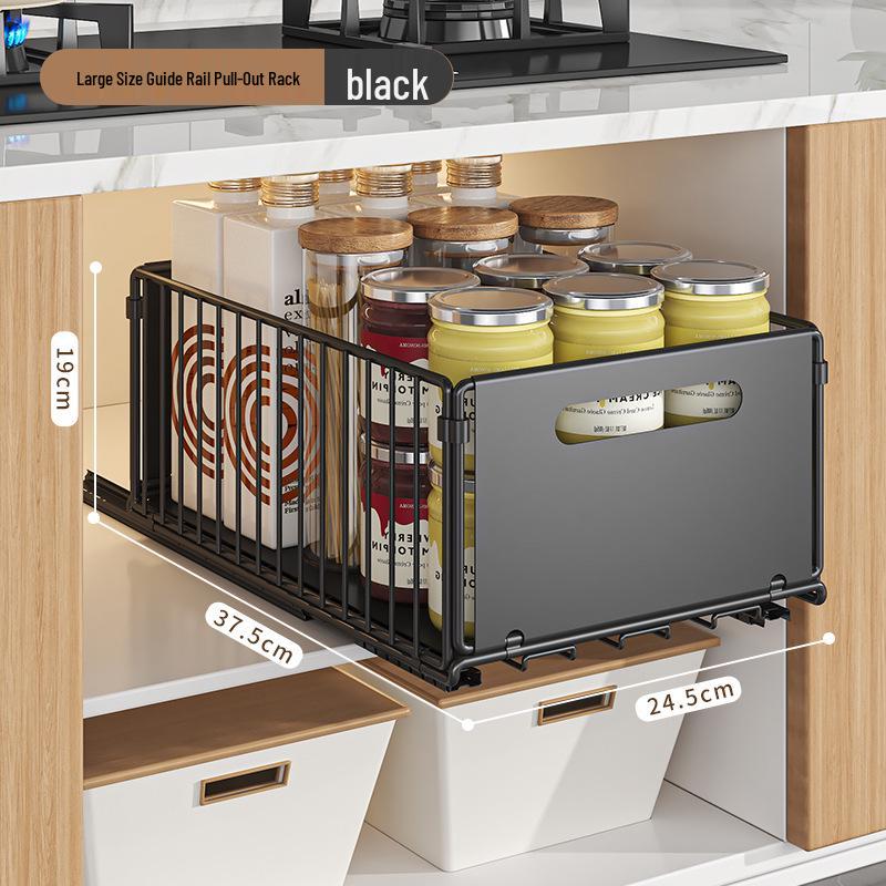 

Двухъярусная выдвижная полка для кухонной мойки для хранения приправ и закусок Single High Single Layer Black
