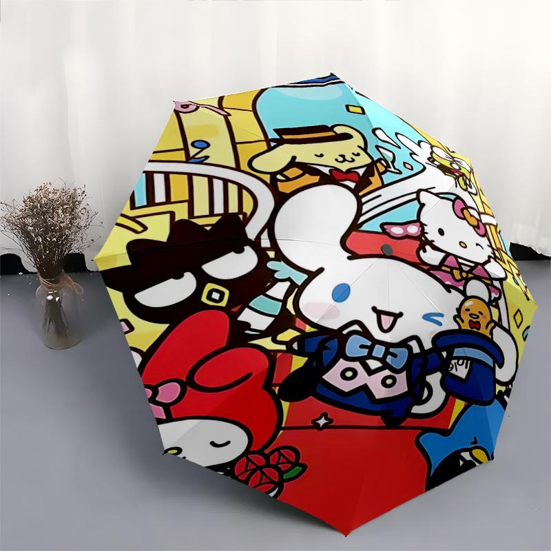 1pc Hello Kitty & Friends Automatic Opening Folding Umbrella - 8 Rib Iron Frame Outdoor Umbrella - Festival Gift for Fans, Travelers, Everyday Use - P