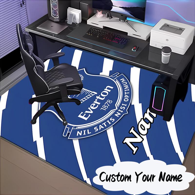 Custom Name Everton Football Crest Rug for Living Room, Game Rooms, Office, Bedroom, Floor Mat Playful Design, Fan Gifts Christmas Decor