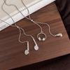 Love water drop liquefied metal pink, black zircon sweet cool necklace, titanium steel beaded chain color-preserving collarbone chain