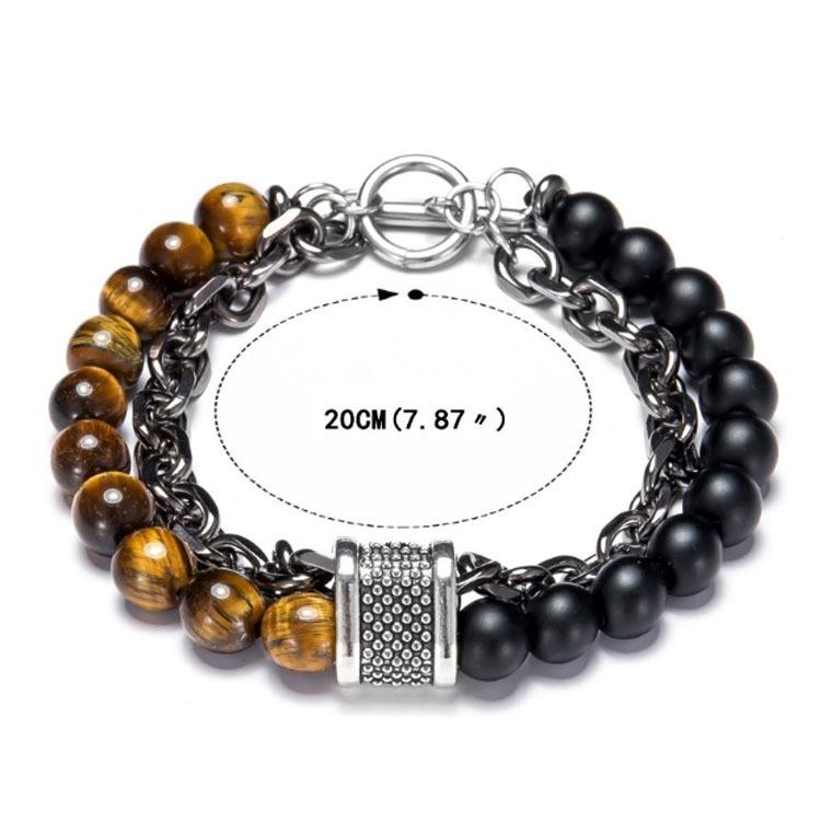 Natural Stone Mens Bracelet With Geometric Design For Travel Gift