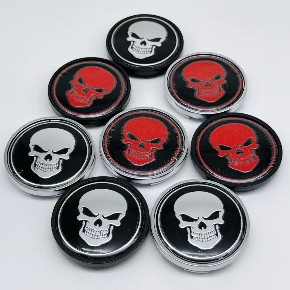 4pcs O.D 63MM / I.D 59MM Skull Logo Emblem Car Wheel Center Caps Accessories for Wheels Hub Lid Rim Hubcaps Centre Cover Replace