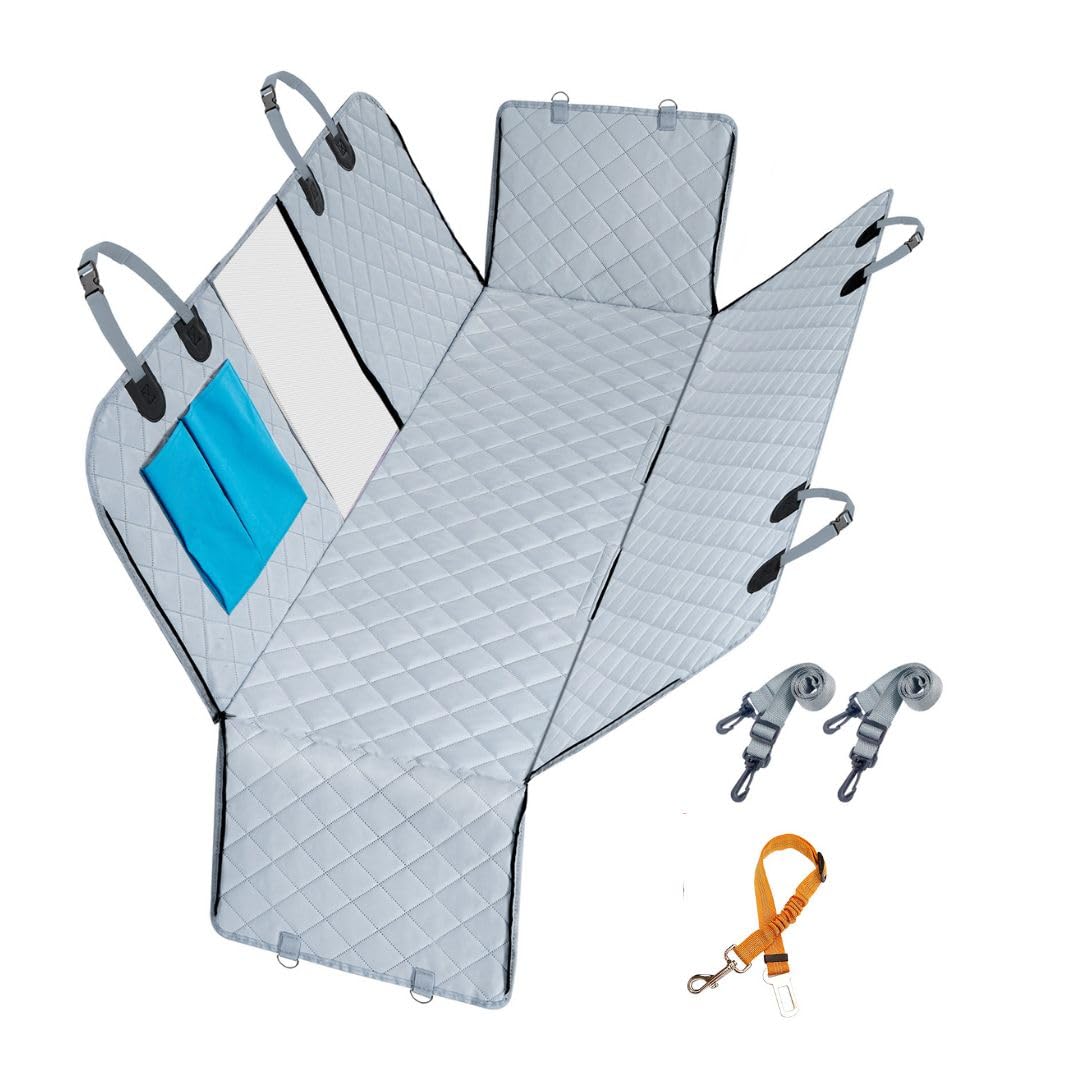 

Автокресло для домашних животных для маленьких и средних с открывающейся сеткой, задняя молния, сиденье для домашних животных и безопасные собаки, кошки, животные, окно, коврик, подушка, водонепроницаемый, пыленепроницаемый, серый