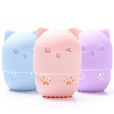 Kitten Silicone Powder Puff Drying Holder Egg Stand Beauty Pad Makeup Sponge Display Rack Cosmetic Blender Case Puff Holder
