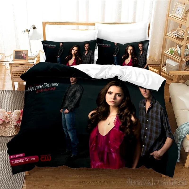 Serie TV The Vampire Diaries Figlio dell'Amore Copripiumino Set Coperta HD Biancheria da Letto per Bambini Set Biancheria da Letto Decorazioni per Camera da Letto