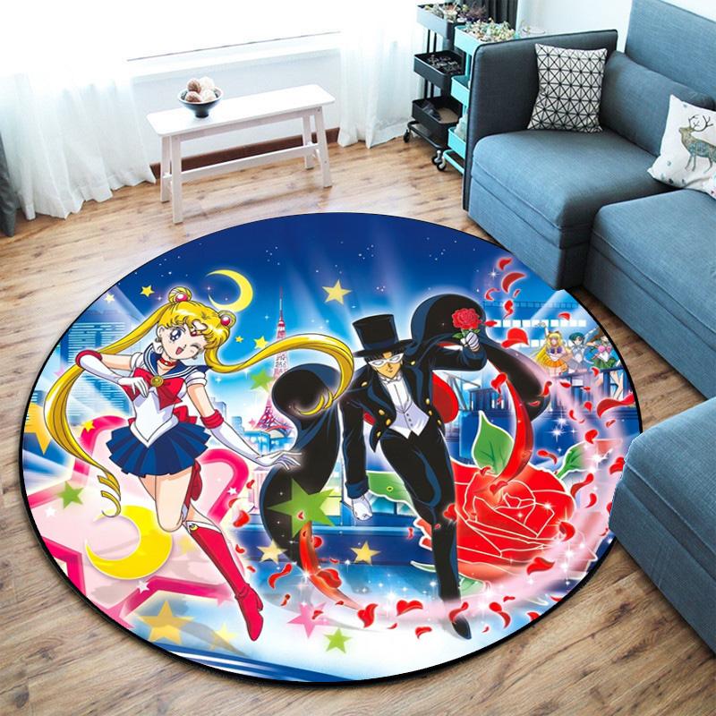 Cute Cartoon Theme Sailor Moon Tsukino Usagi Cartoon Rug Multifunctional Household Anti-slip Decorative Door Mat, Outdoor Floor Mat, and Carpet Q12