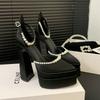 Fashion 2025 New High Heels Waterproof Platform Banquet Ladies Satin Sandals Fashion Show 15 Cm Heels
