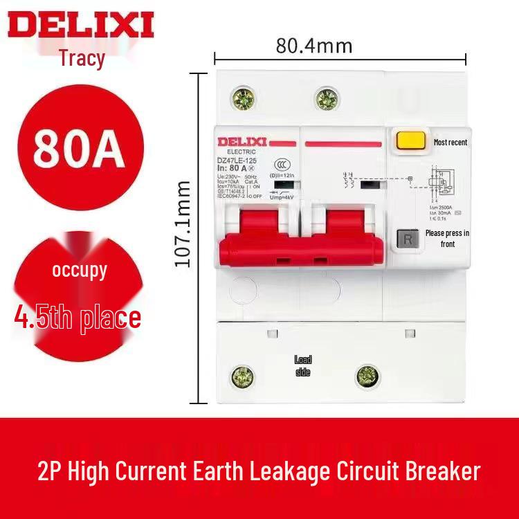 Delixi DZ47sLE Air Switch Circuit Breaker with Leakage Protection (1-4P, Single/Three-Phase, N)
