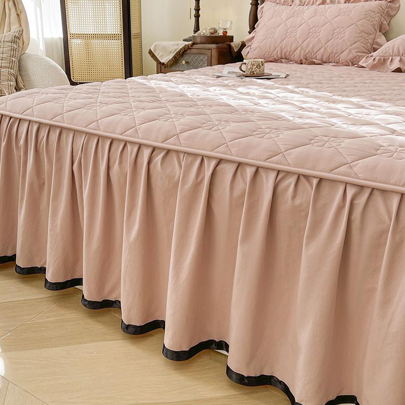 Solid Color Bed Skirt Simple Style Bed Linen with Elastic Band Home Bed Cover Soft Bedspread faldones de cama (No Pillowcase)