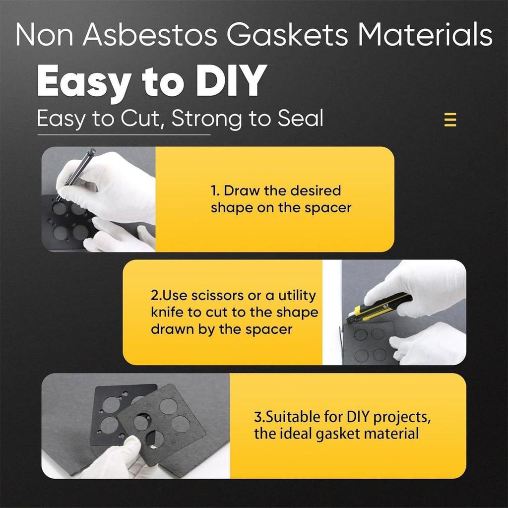 6PCS High Temp Gasket Material Sheet, 15x11.8 Inch Heat-Resistant Oil Gasket for Automotive Motorcycle Lawn Mower Repair