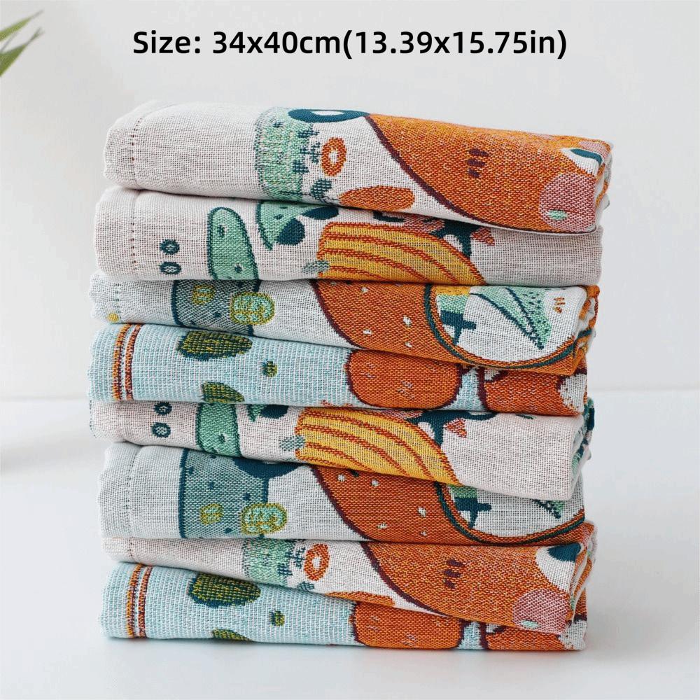 34x40cm Large Hand Towel 4 Layer Cotton Gauze Quick Dry Pure Cotton Dish Cloth Cartoon Decorative Handkerchief Towel