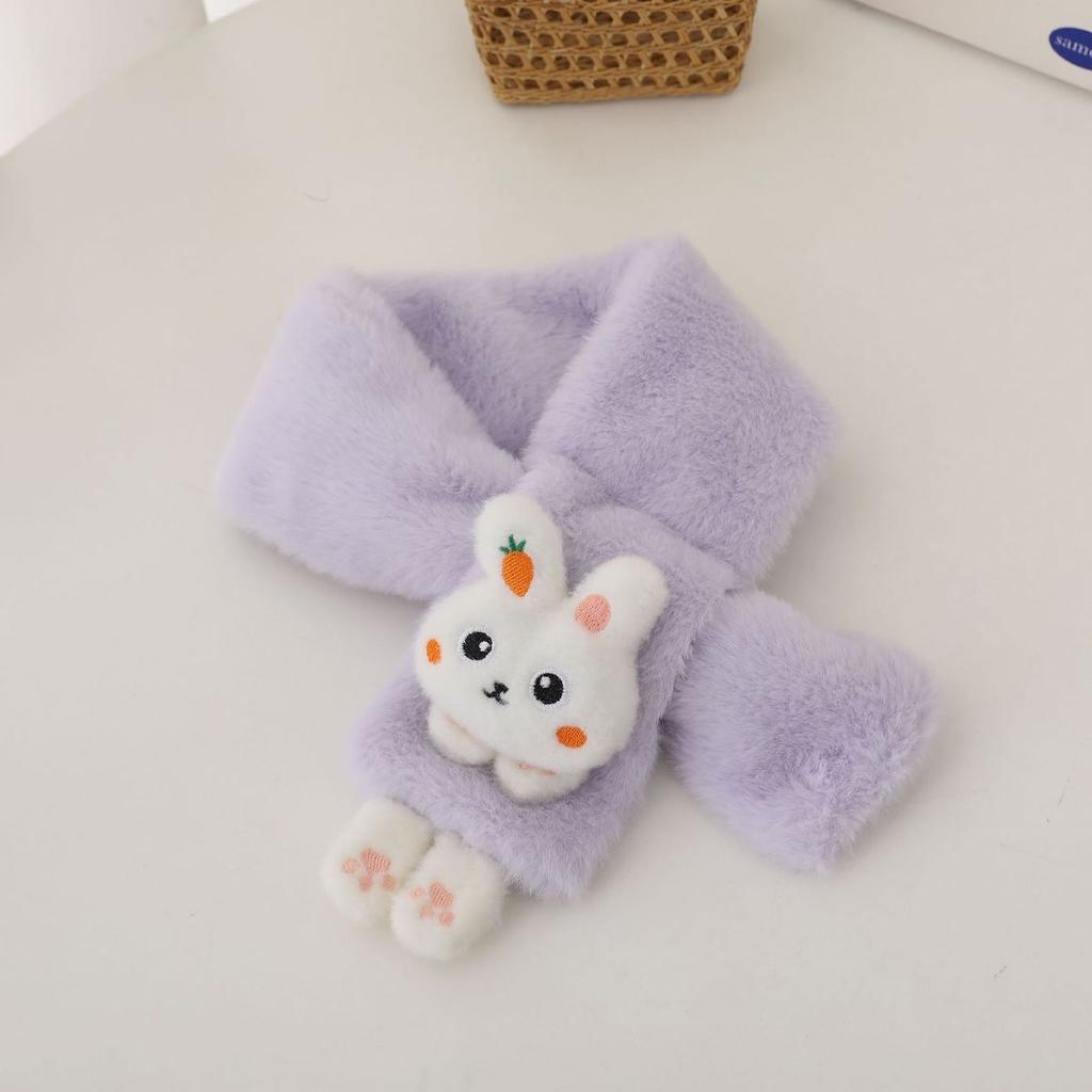 Jungen Mädchen Winter Schals Dick Plüsch Kreuz Kinder Schal Baby Lätzchen Niedlich Cartoon Kaninchen Kunstfell Nackenschutz Warmer Schal