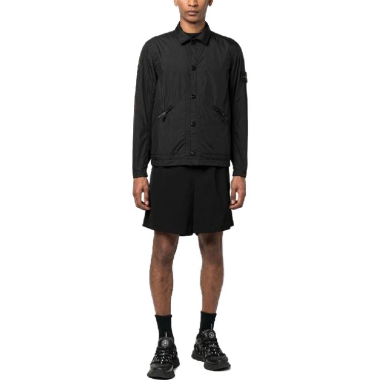STONE ISLAND Chaqueta con Logo de Bolsillo Color Block SS23 Chaqueta para Hombre Negra 781542522-V0029