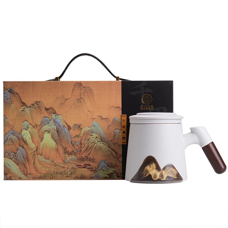 Auspicious Hand-Painted Ceramic Office Tea Mug