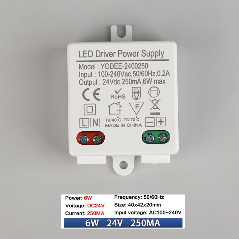 1PC DC12V 24V Power Supply Constant Voltage Switching 3W 6W 12W Lighting LED Transformer 250 500mA 600 830mA 1.0mA Power Adapter