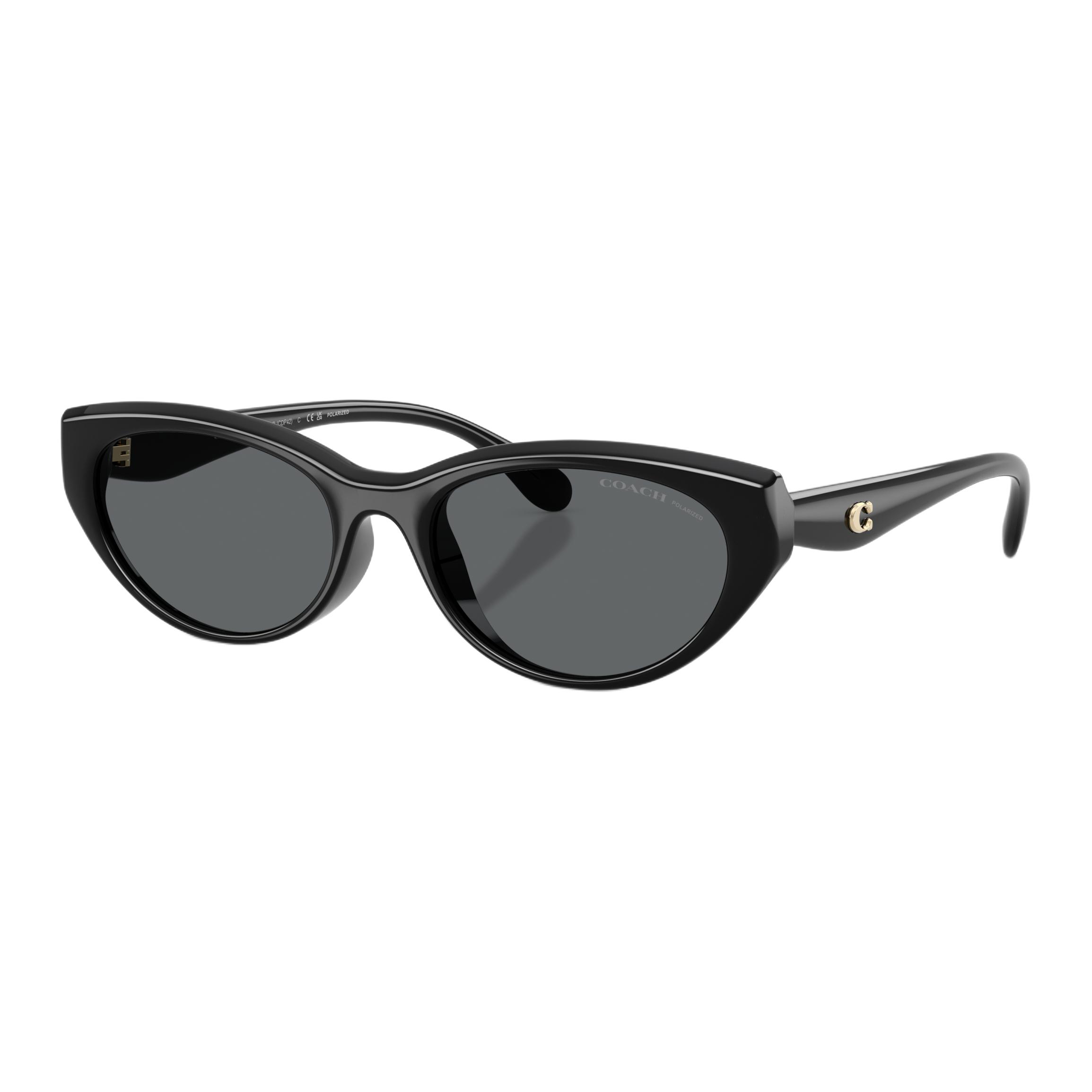 Coach 8456D Cat Eye Sunglasses With Logo Unisex sunglasses Black Polarized 0HC8456D-500281 55,Black
