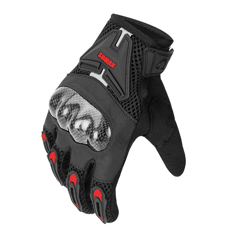 SOMAN Motorcycle Gloves Carbon Fiber Leather Moto Riding Gloves Men Motorbike Protective Gears Motocross Gants Moto Luvas MG19-S