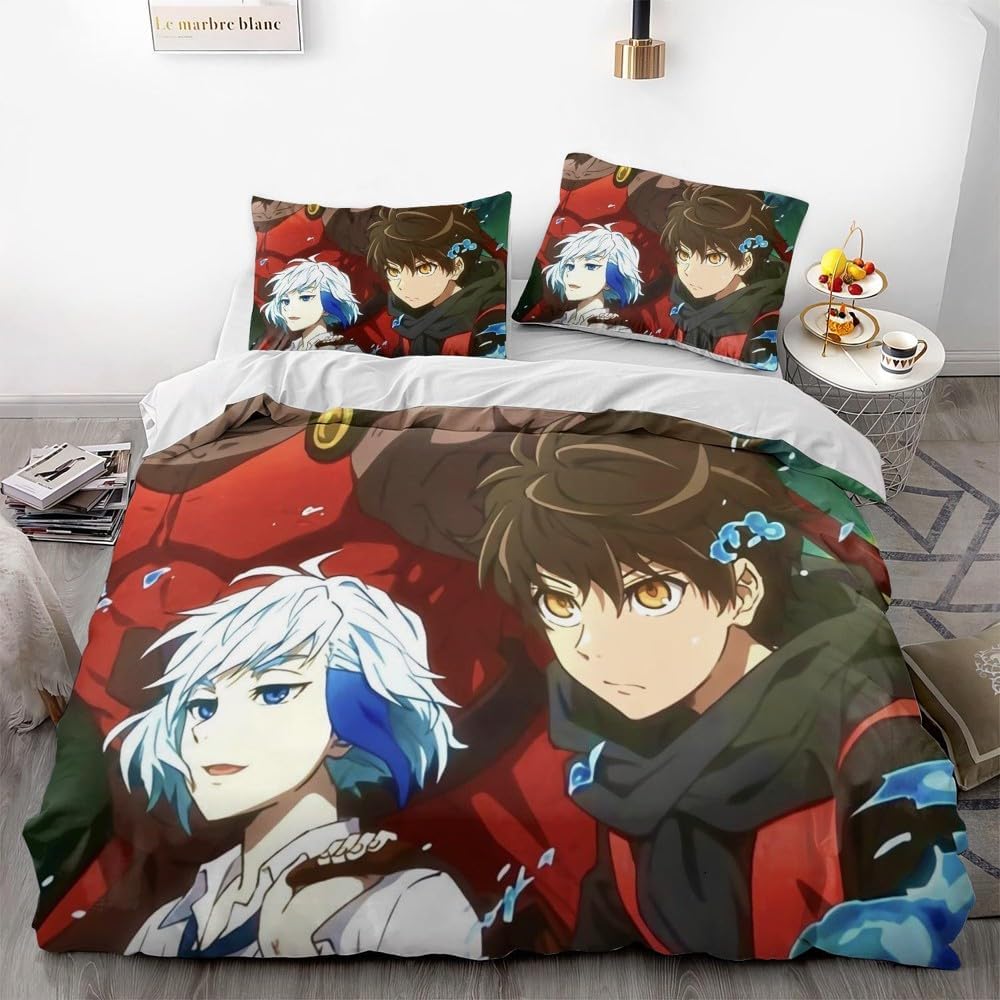 Anime Style Duvet Cover 2/3-Piece Set, Adventure Fantasy Theme Bedding Set, 1 Duvet Cover + 1/2 Pillow Cases For Double Beds